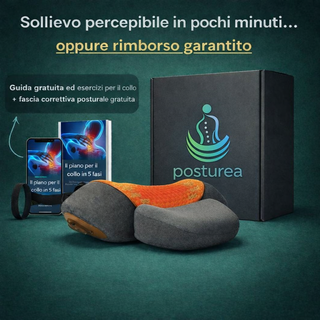 Posturea™ – Cuscino Massaggiante con Calore per Collo e Spalle